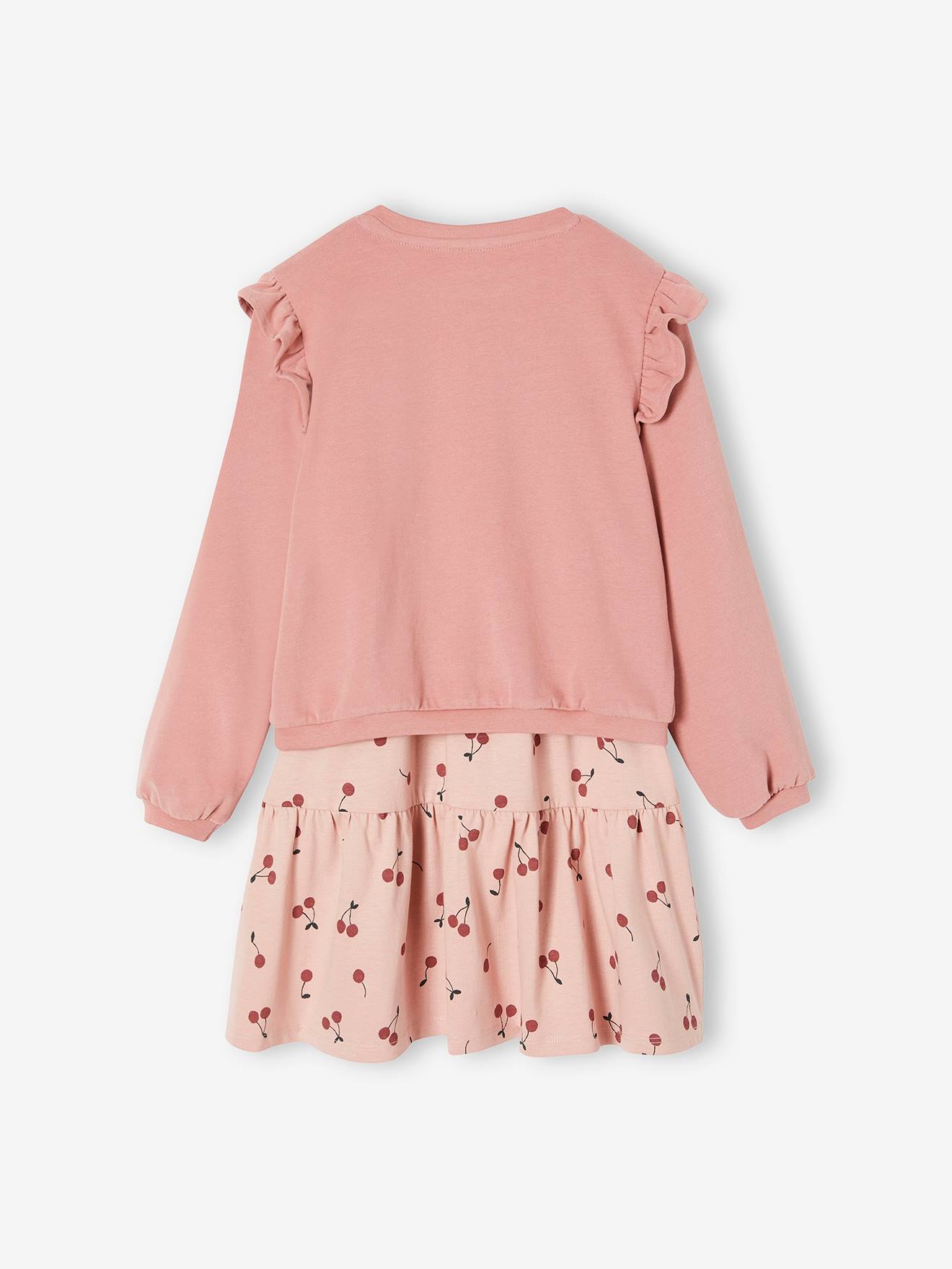 Vertbaudet Mädchen Set: Shirtkleid & Cardigan - pudrig rosa