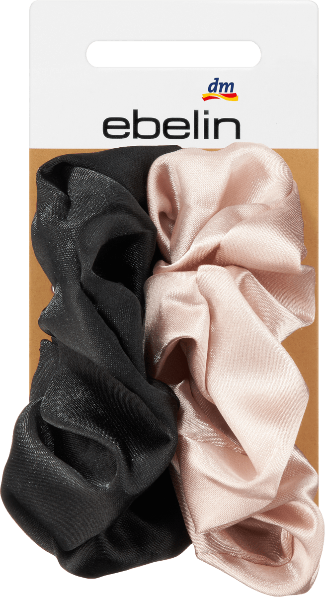 Scrunchies Satin-Optik rosé & schwarz, 2 St