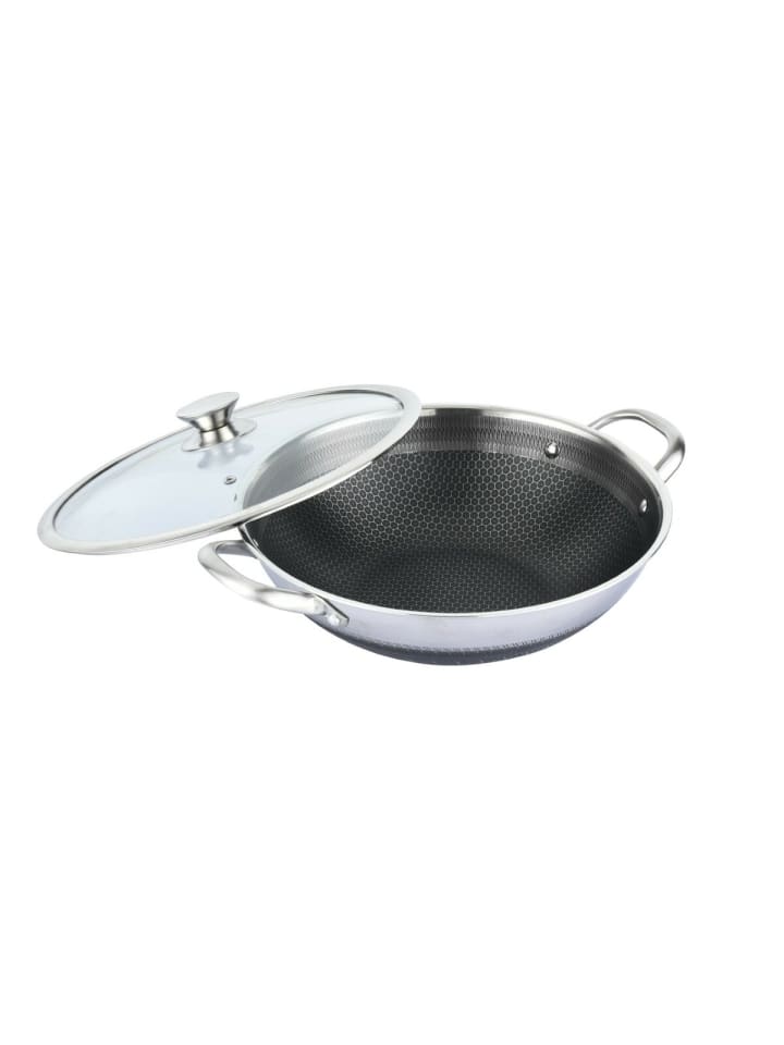 Cheffinger Wok Topf Wabenstruktur Ø36cm Induktion Anti Haft Kratzfest in Silber günstig kaufen 1