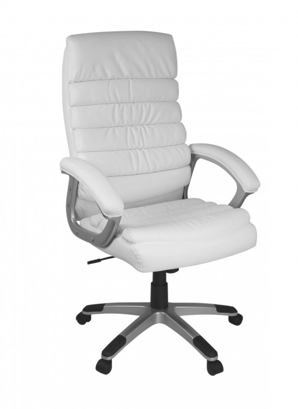Amstyle Bürostuhl Leder Optik Weiß Schreibtischstuhl Chefsessel Drehstuhl mit XXL Polsterung