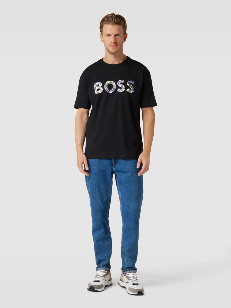 T-Shirt mit Logo-Print Modell 'Lotus' in schwarz