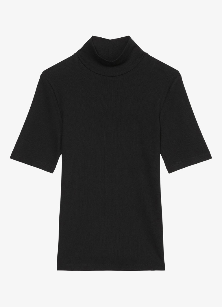 Marc O'Polo T-shirt with ribbed structure and turtleneck