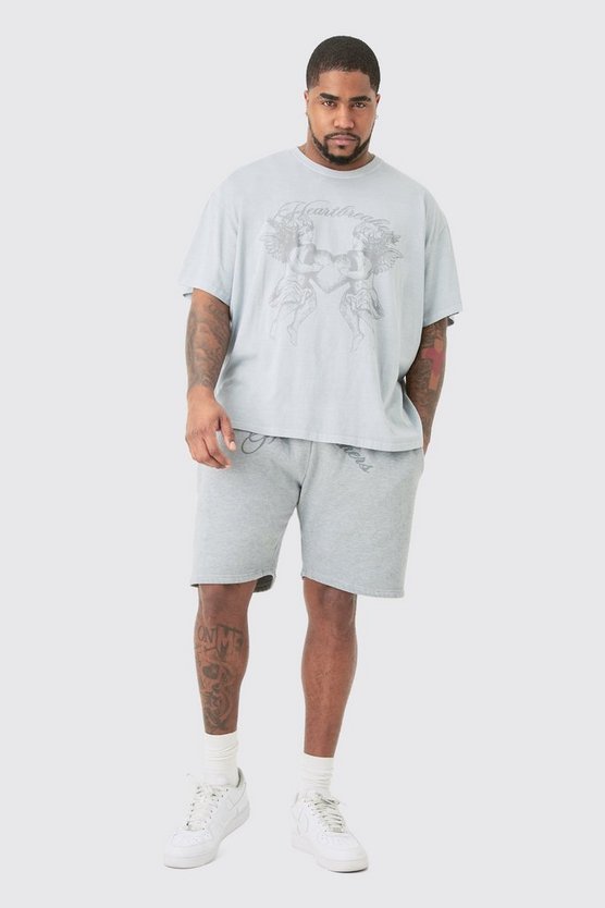 Plus Oversize Shorts in Grau