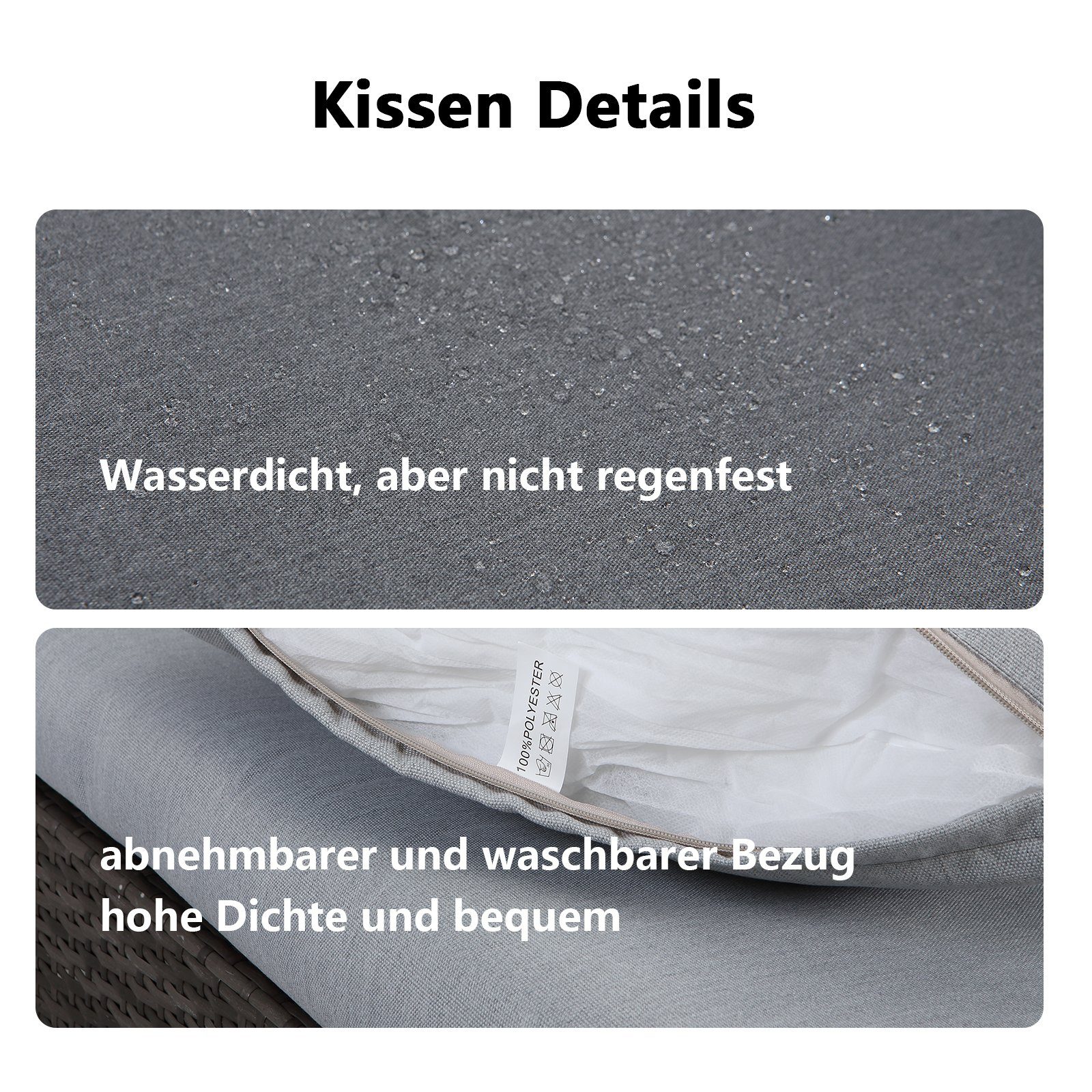 MeXo Gartenlounge-Set Polyrattan Gartenmöbel Set, (Terrassemöbel Set Lounge, 7-tlg., Ecksofa mit 3 x 2-Sitzer-Sofa, 3 Hocker, großer Esstisch 132x76x67 cm), Garten Essgruppe für 6-9 Personen