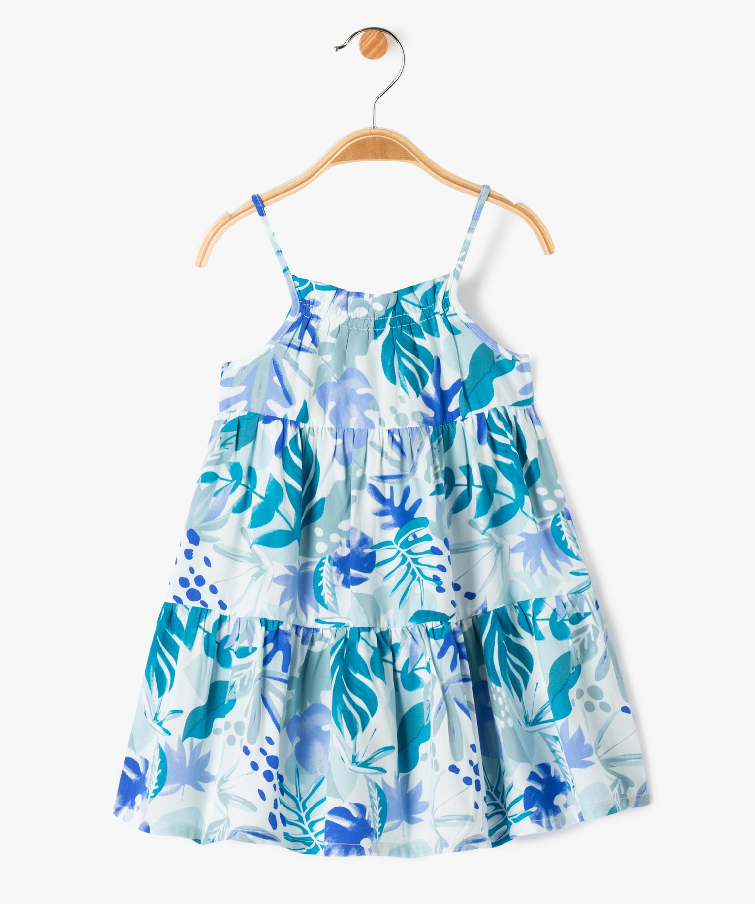 Robe bébé fille à bretelles et motifs vert clair | GEMO
