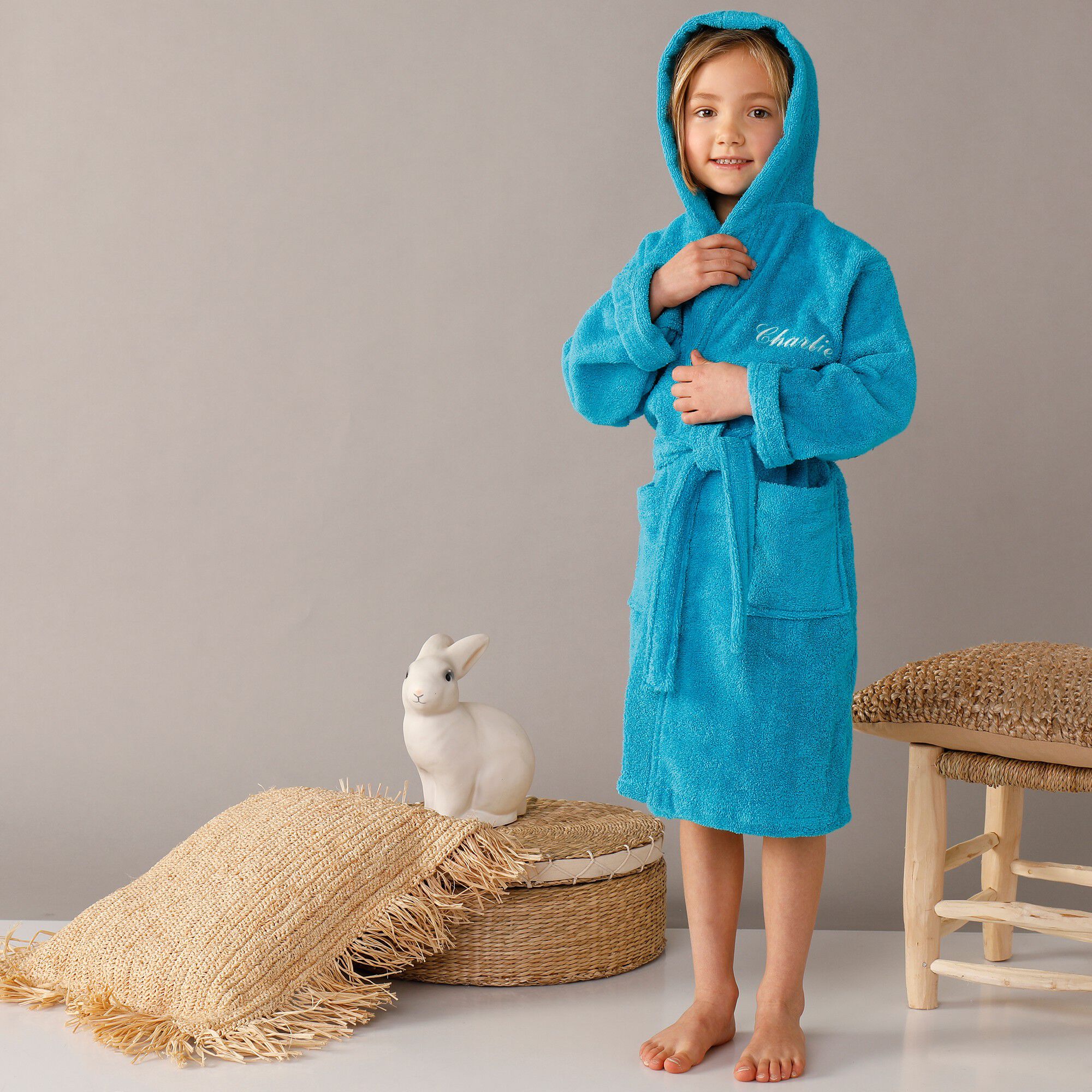 Peignoir enfant éponge à capuche personnalisable