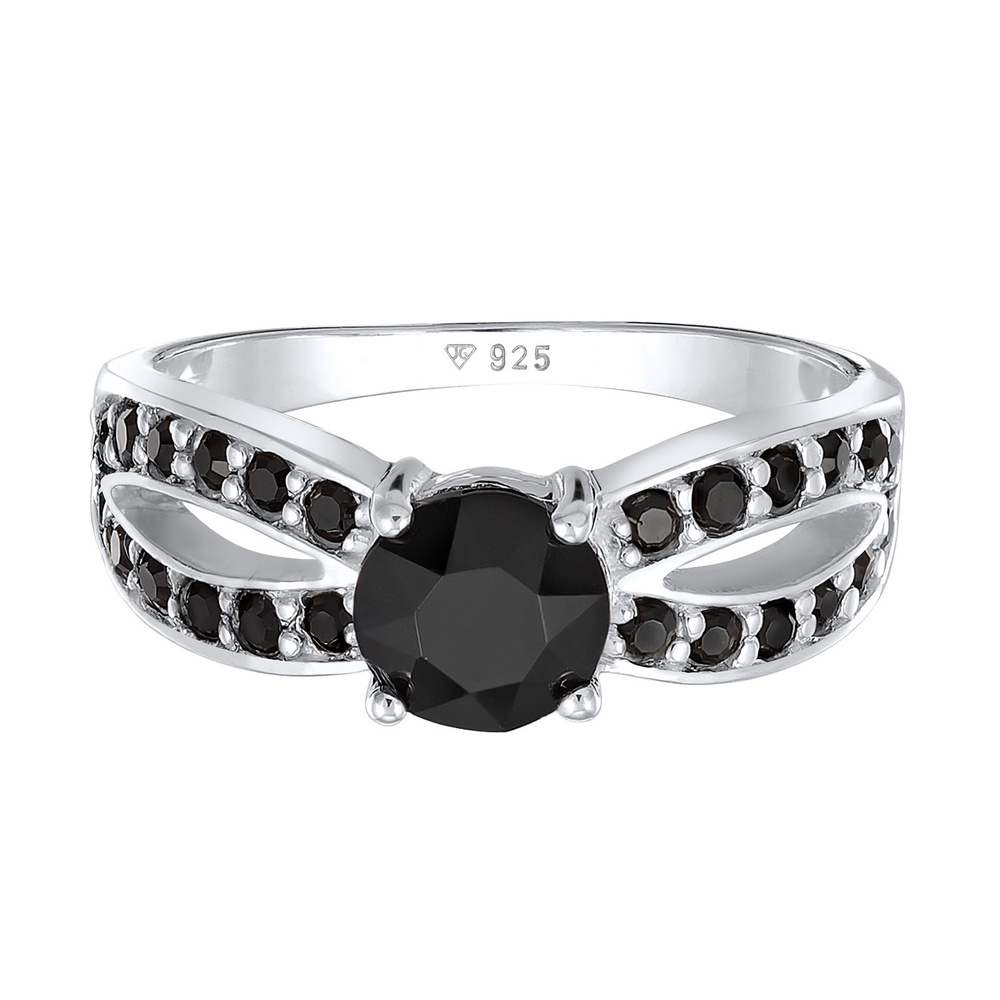 Elli Elli Bague Femmes Solitaire Glamoureux avec cristal en argent sterling 925 Bague