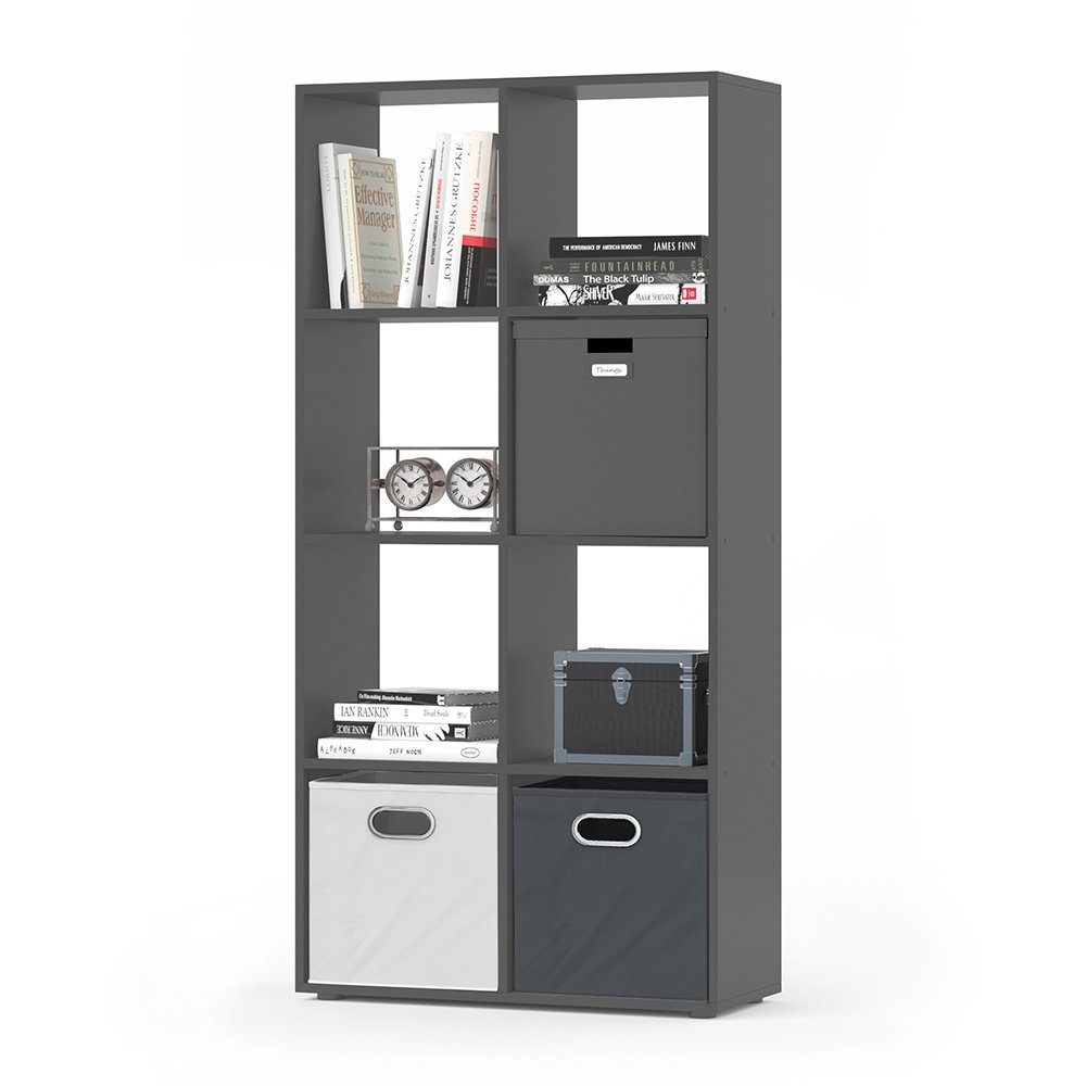 Vicco Raumteiler Bücherregal Standregal SCUTUM 8 Fächer Grau