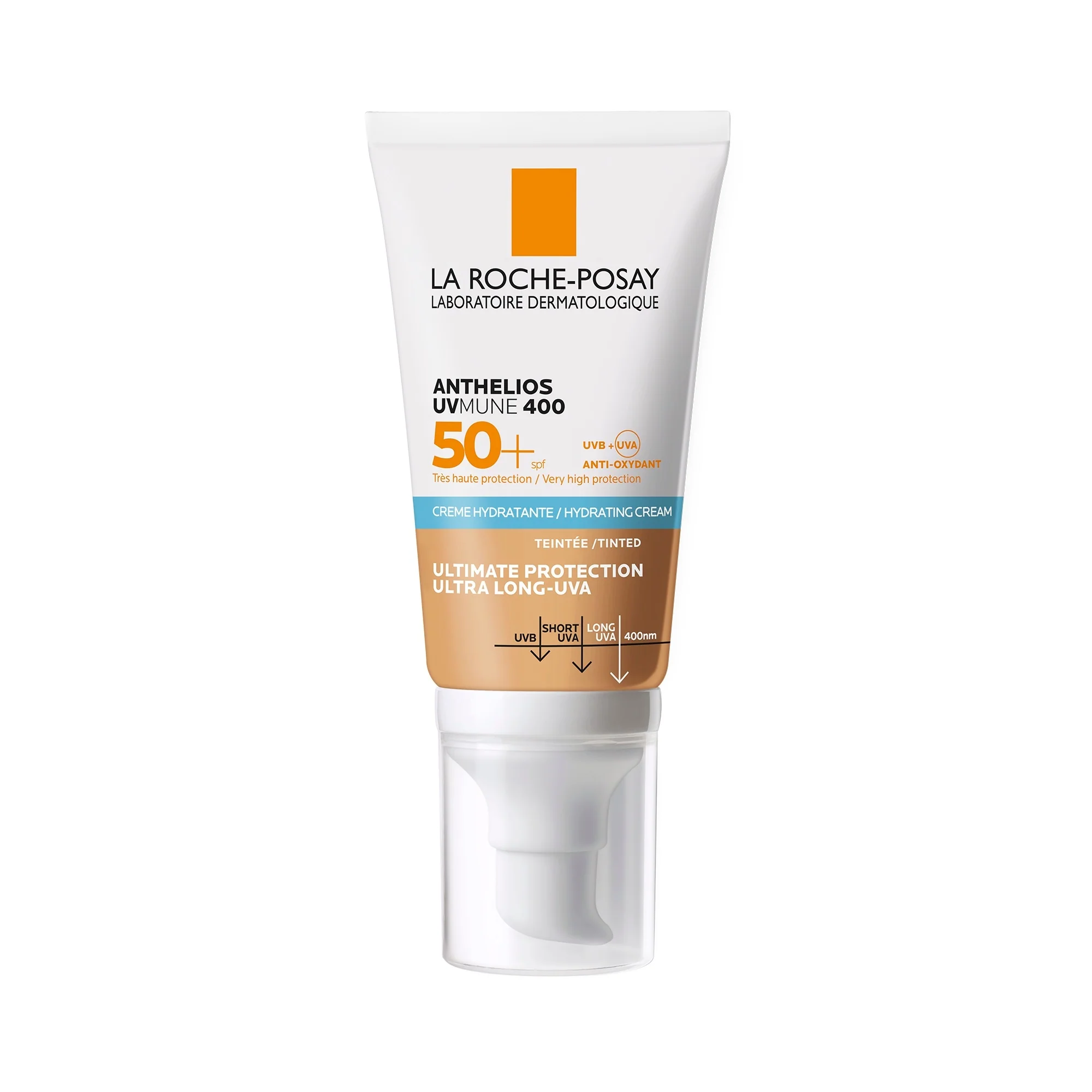 Anthelios UVMune 400 sävytetty kosteusvoide SPF50+ - Korkeasuojakertoimella varustettu aurinkosuoja kasvoille.