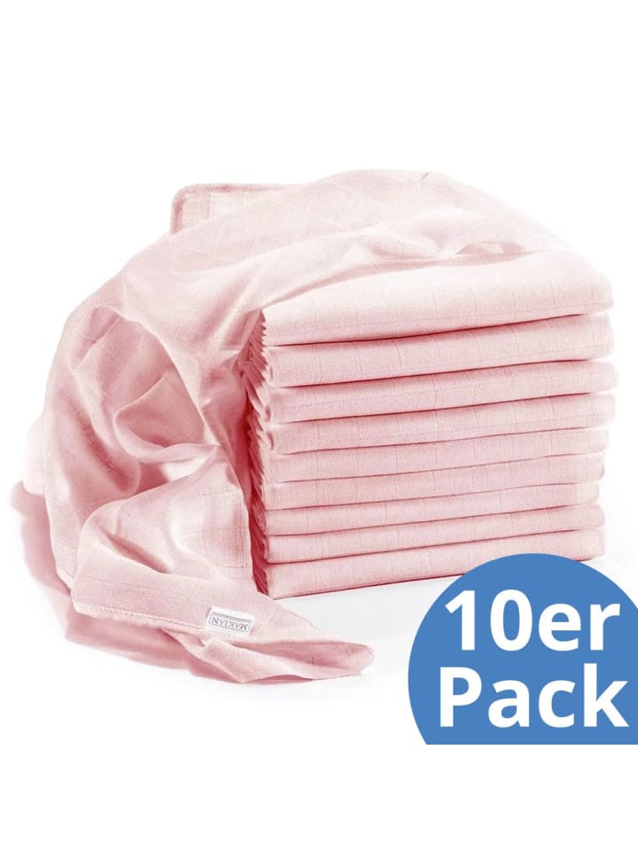 Makian Mullwindel / Mulltuch 10er Pack 80 x 80 cm - Puder in rosa günstig kaufen onesize