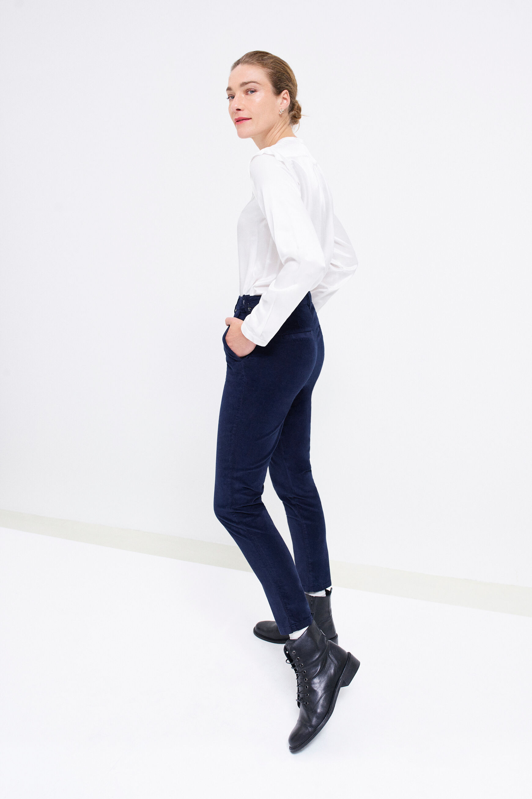 pantalon septimo bleu marine femme