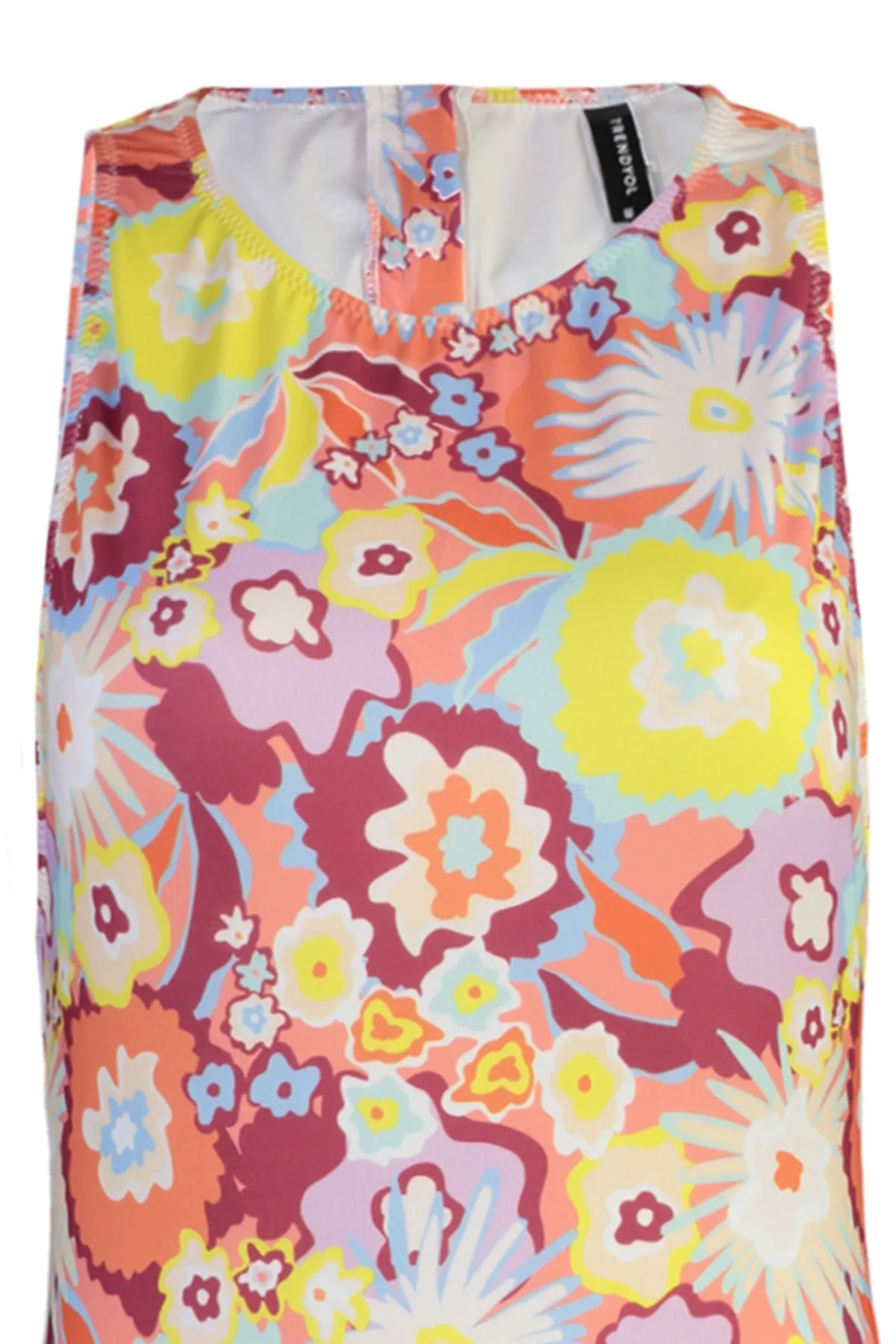 Trendyol Collection  Surf-Badeanzug mit Neckholder-Kragen, Blumenmuster, Reißverschluss und normaler Beinlänge TBESS23MA00160