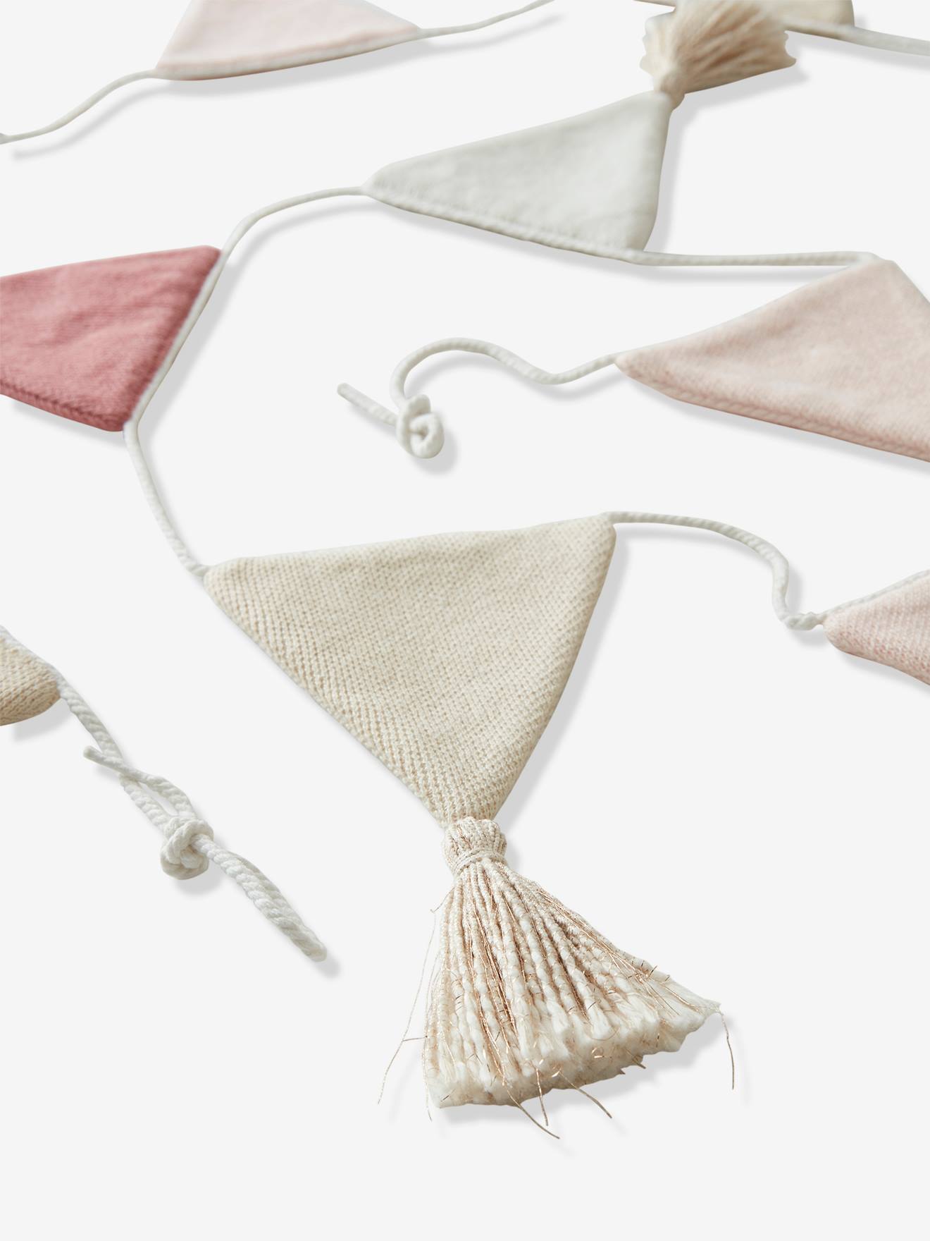 Guirlande fanions tricot rose poudré