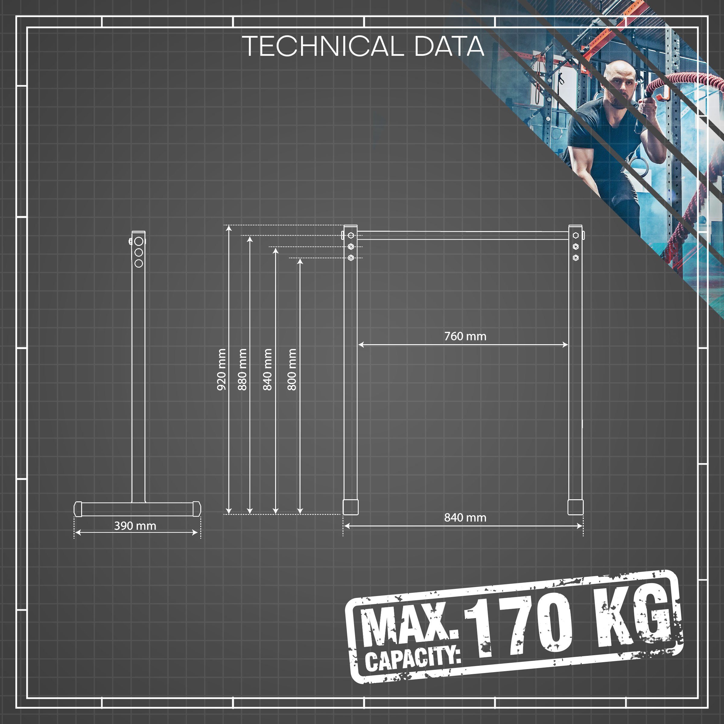 K-SPORT Kraftstation Dip Barren I Dip Sation I Dip- Stange bis 170kg, Made in EU