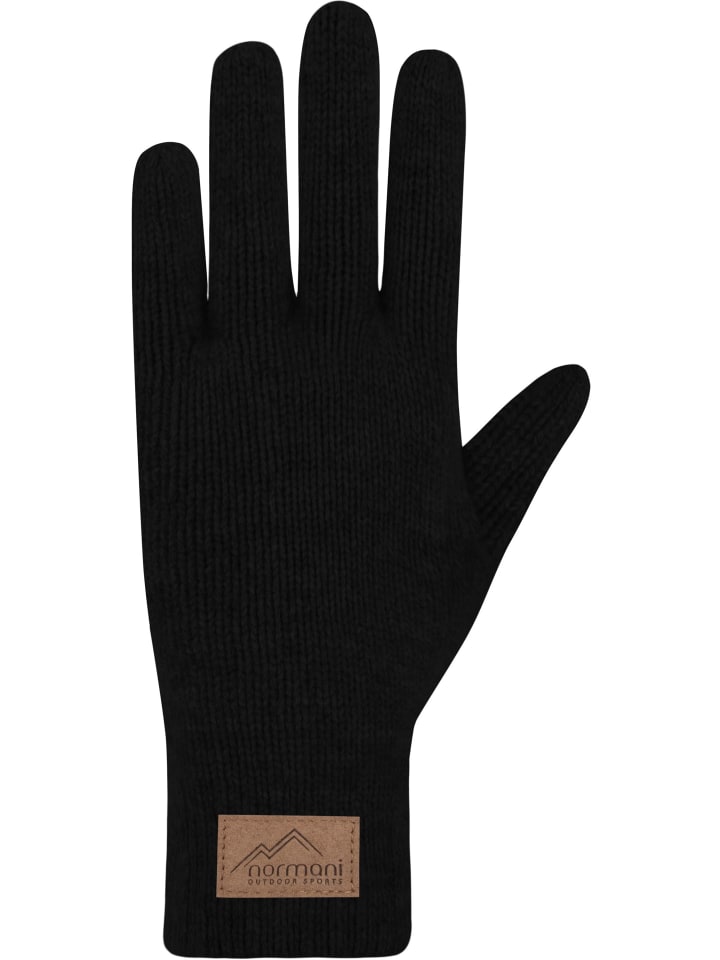 Normani Outdoor Sports Damen Merino Strick-Fingerhandschuhe Anula in Schwarz günstig kaufen