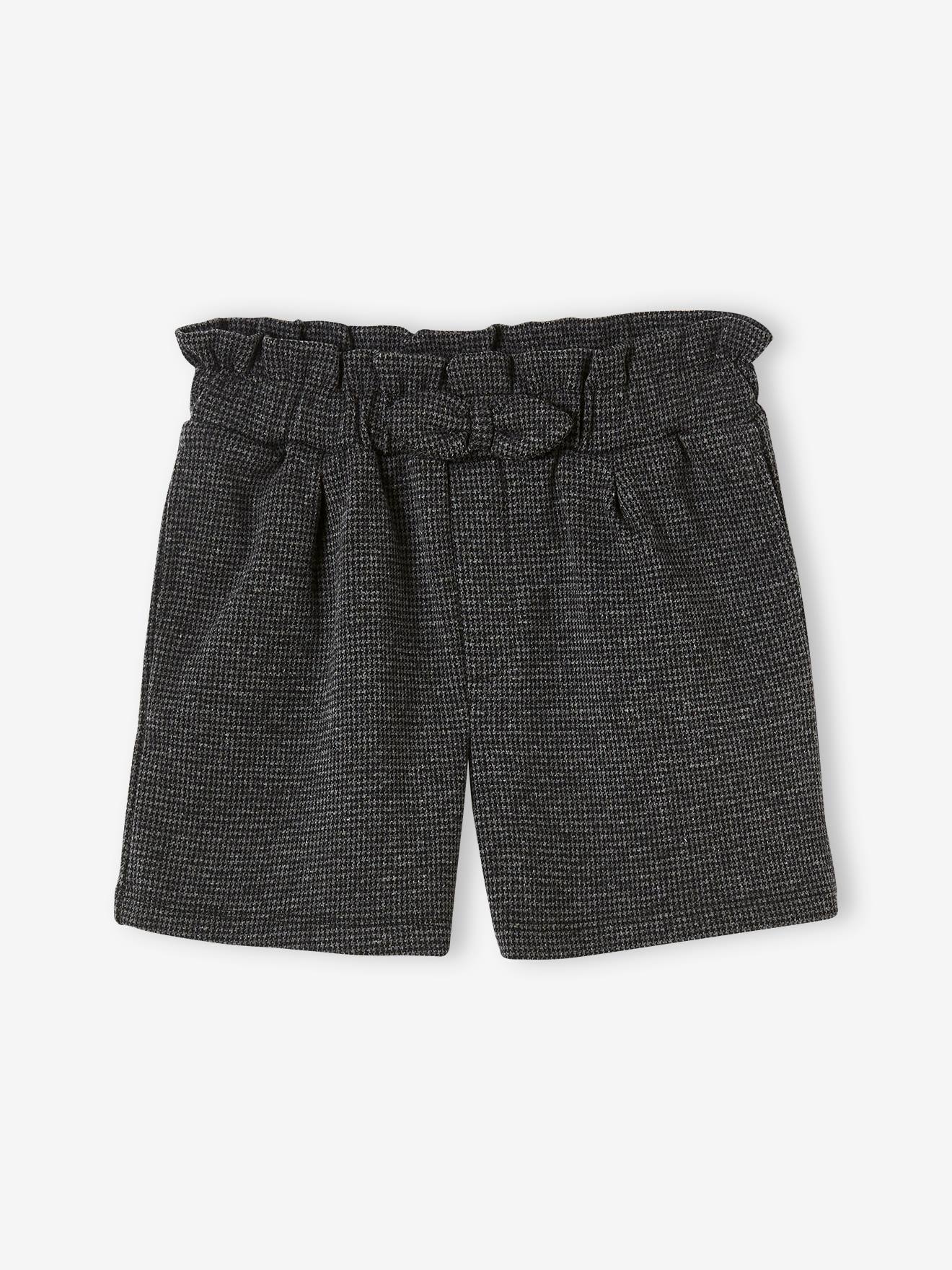 Short à carreaux fille gris