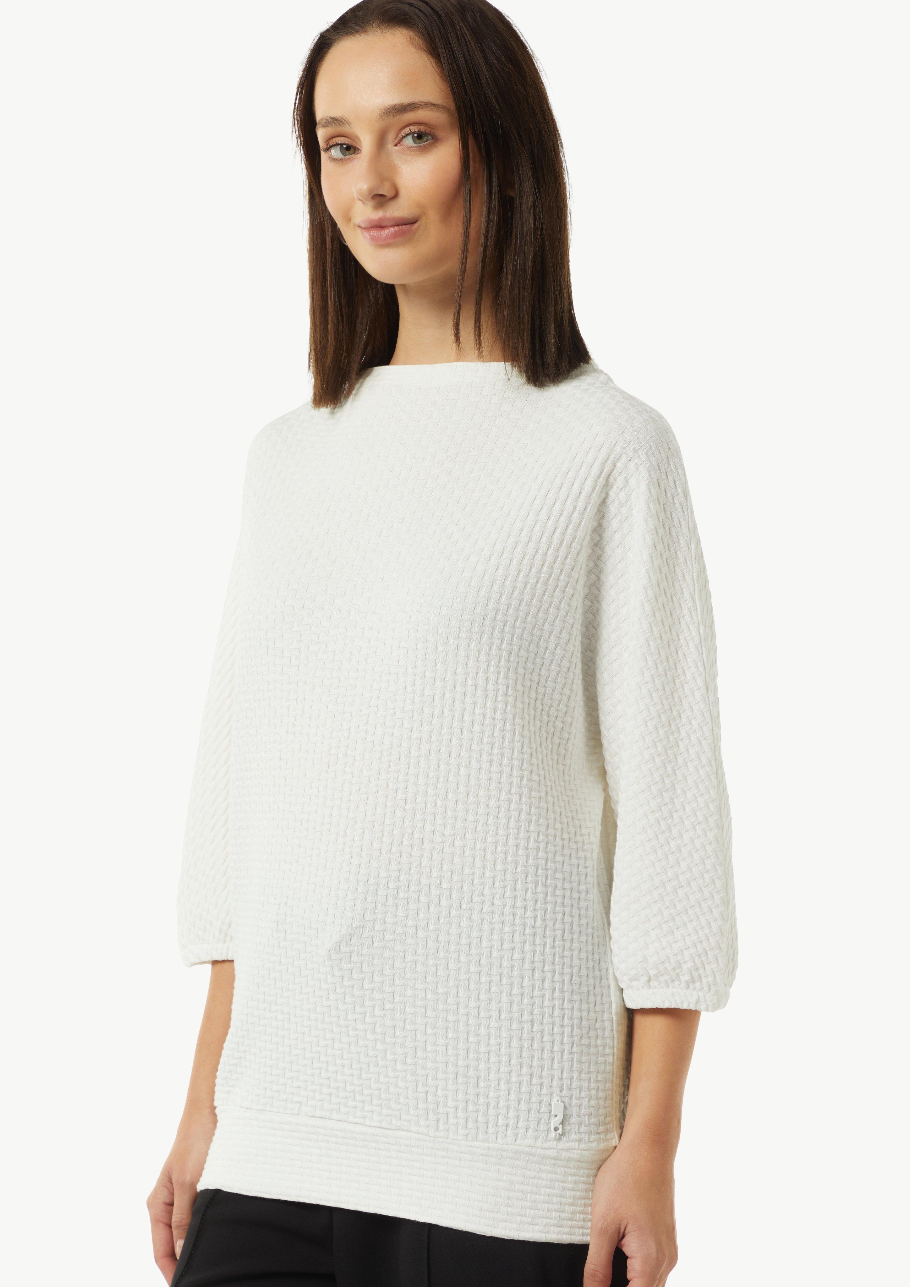 Strukturiertes Shirt mit Fledermausärmeln - weiß