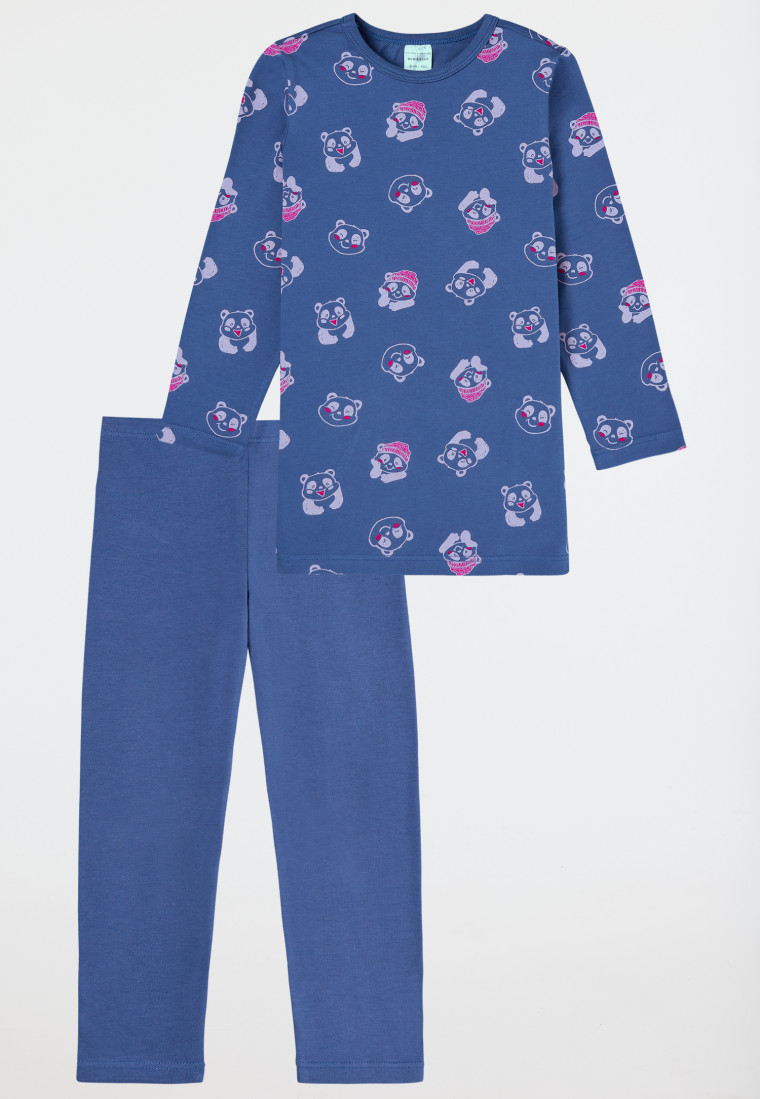 Schlafanzug lang Organic Cotton Leggings Panda blau - Girls World