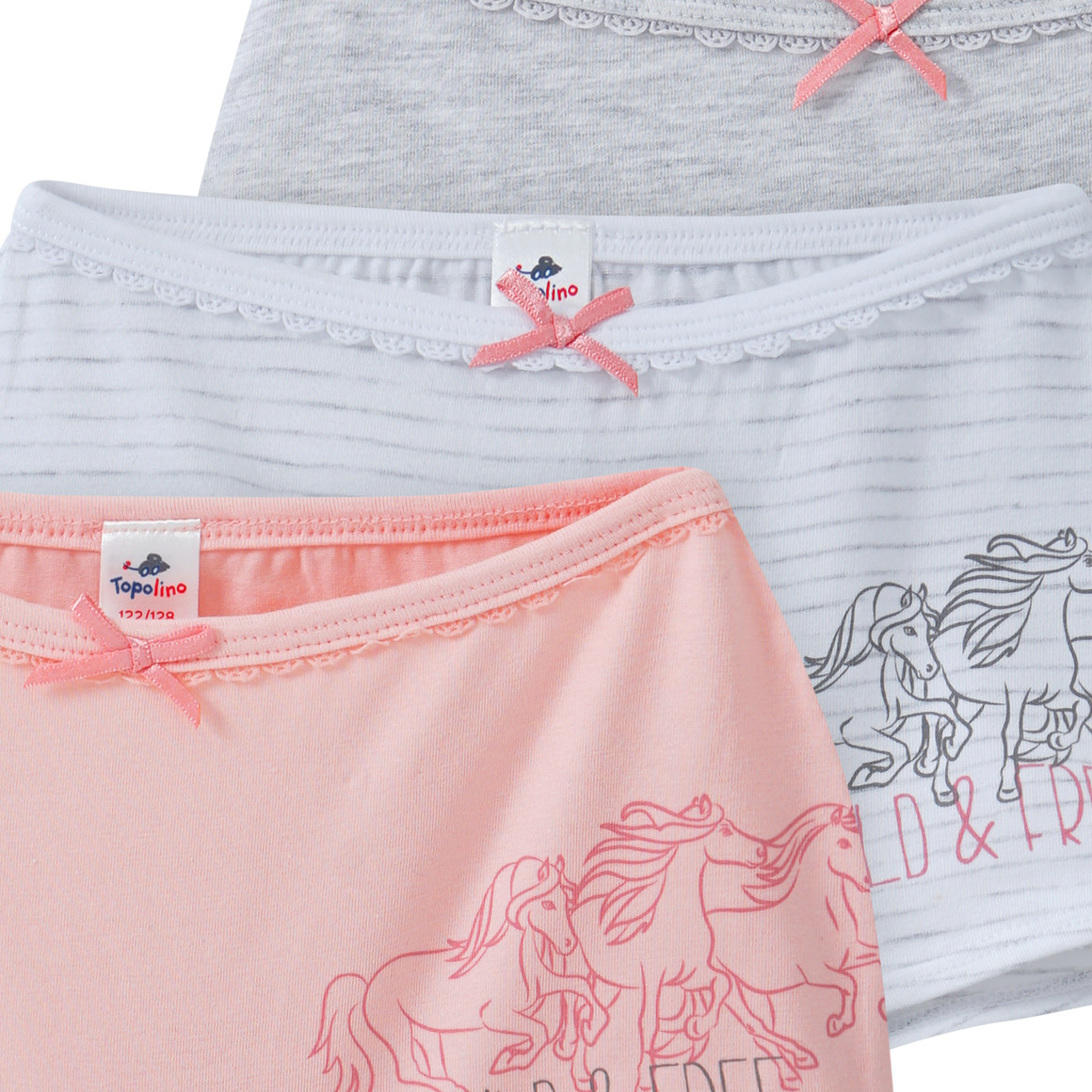 3 Mädchen Pantys mit Pferde-Motiv