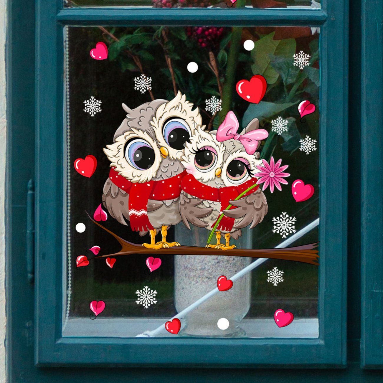 Fenstersticker Dekorativer Wandaufkleber mit Cartoon-Zweig-Eule, Union Reisen