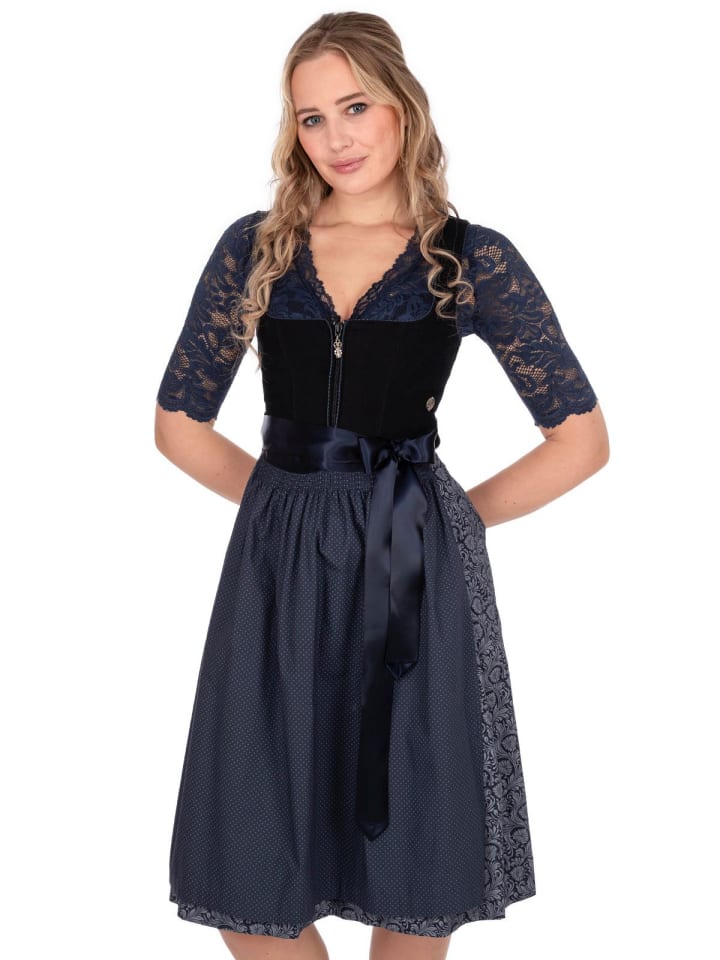 MarJo Midi Dirndl CONNY in blau günstig kaufen