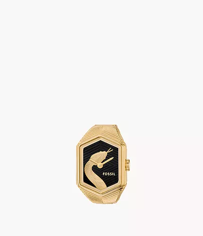 Fossil Ringuhr 3-Zeiger-Werk Edelstahl goldfarben