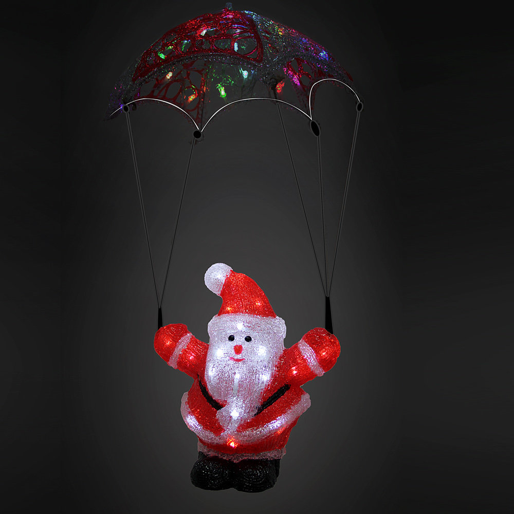 DEUBA LED Figur Weihnachtsmann Fallschirm Acryl 31 x 20 x 16cm rot/weiß/schwarz