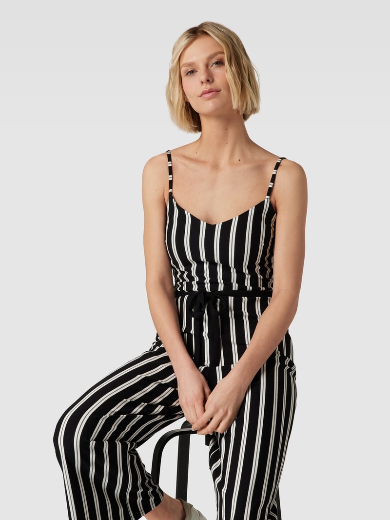 Jumpsuit mit Streifenmuster in schwarz