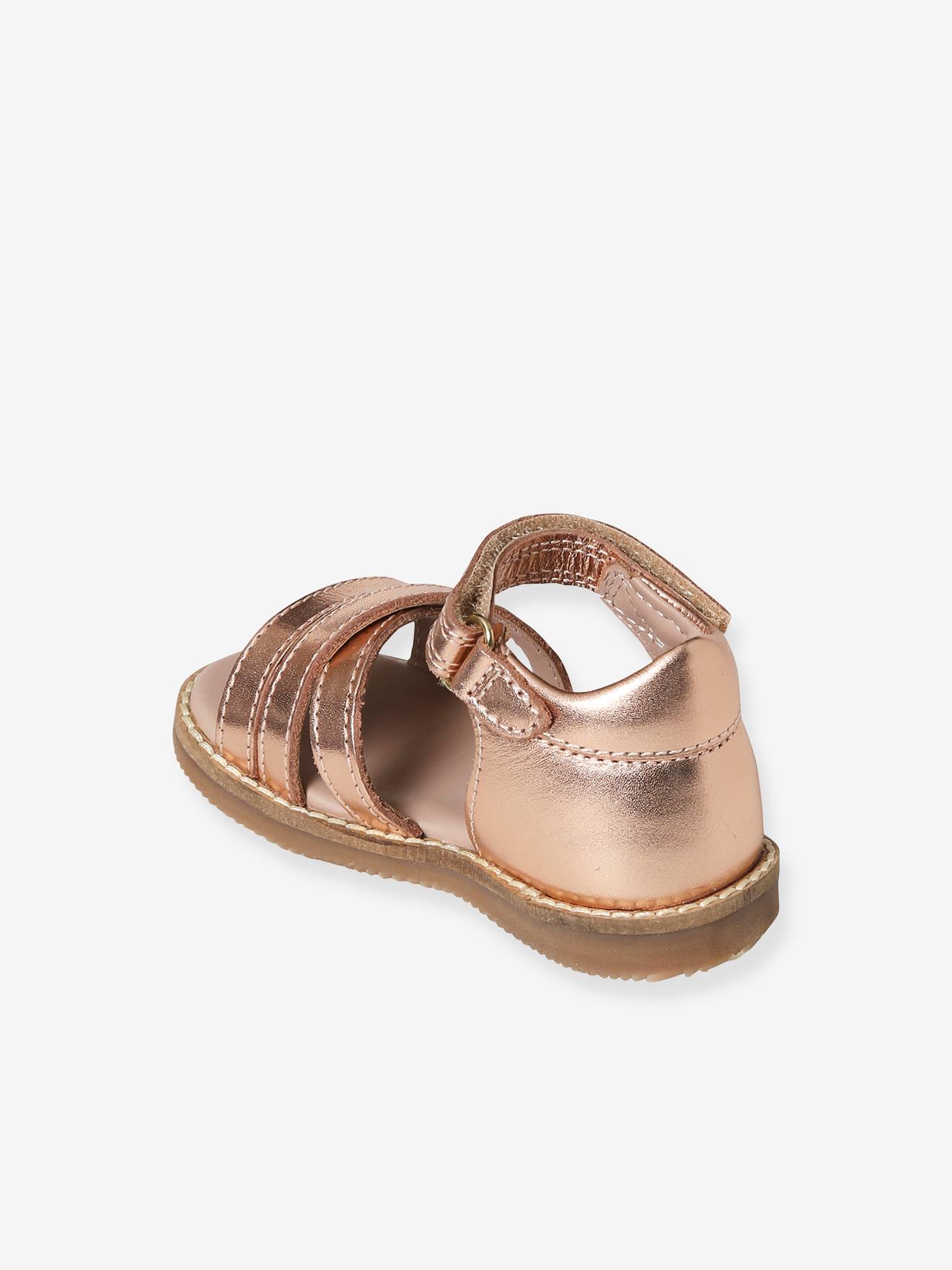 Vertbaudet Mädchen Baby Sandalen mit Klett - rosa metallic