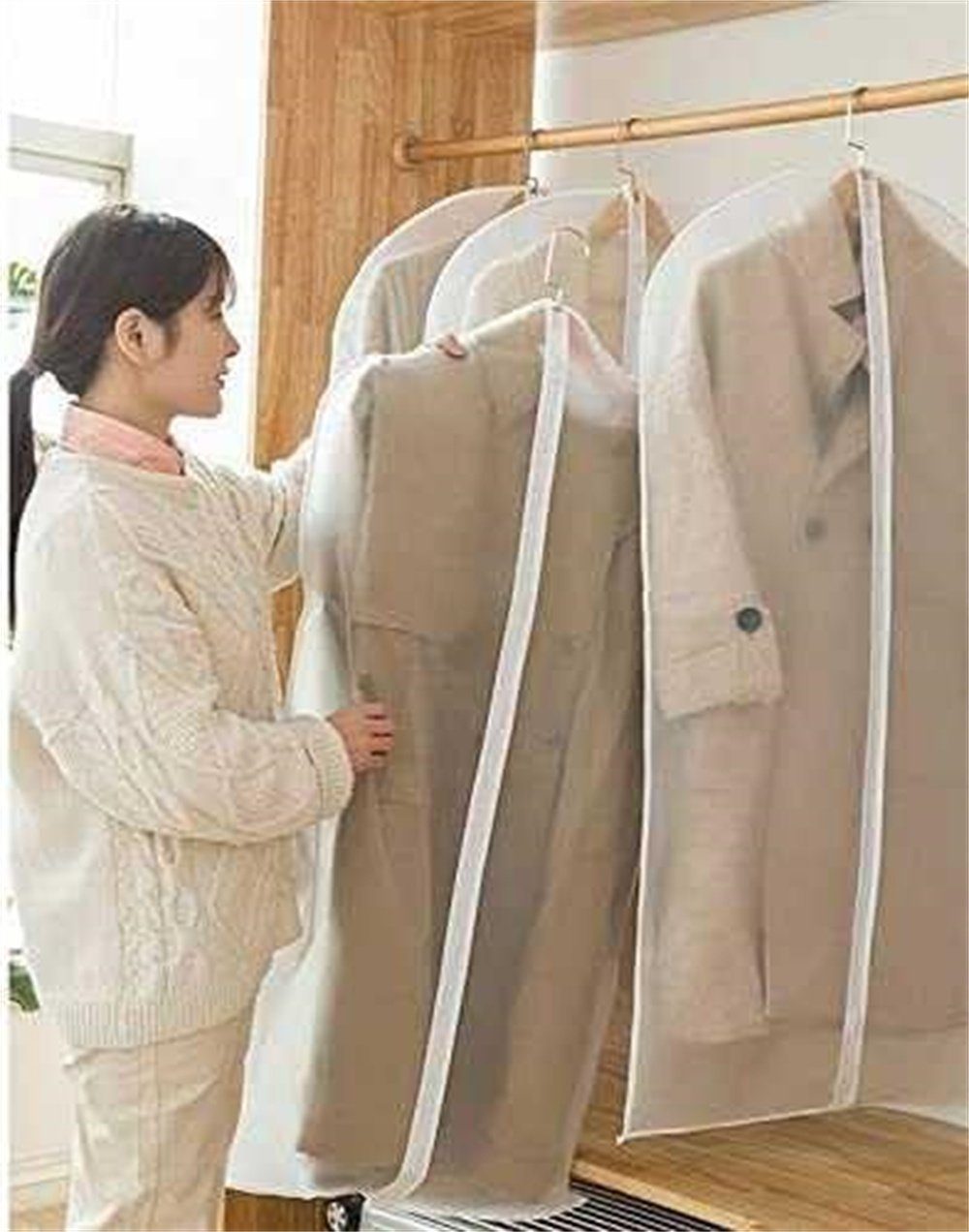 RHAFAYRE Kleidersack Transparenter Kleidersack zum Aufhängen von Kleidung und staubdicht (3 St)