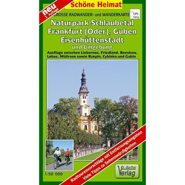 Große Radwander- und Wanderkarte Naturpark Schlaubetal, Frankfurt (Oder), Guben, Eisenhüttenstadt und Umgebung - Wanderkarte