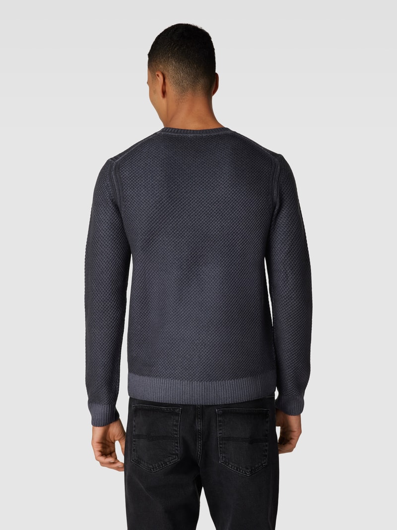 Strickpullover aus Schurwolle Modell 'Willon' in dunkelblau