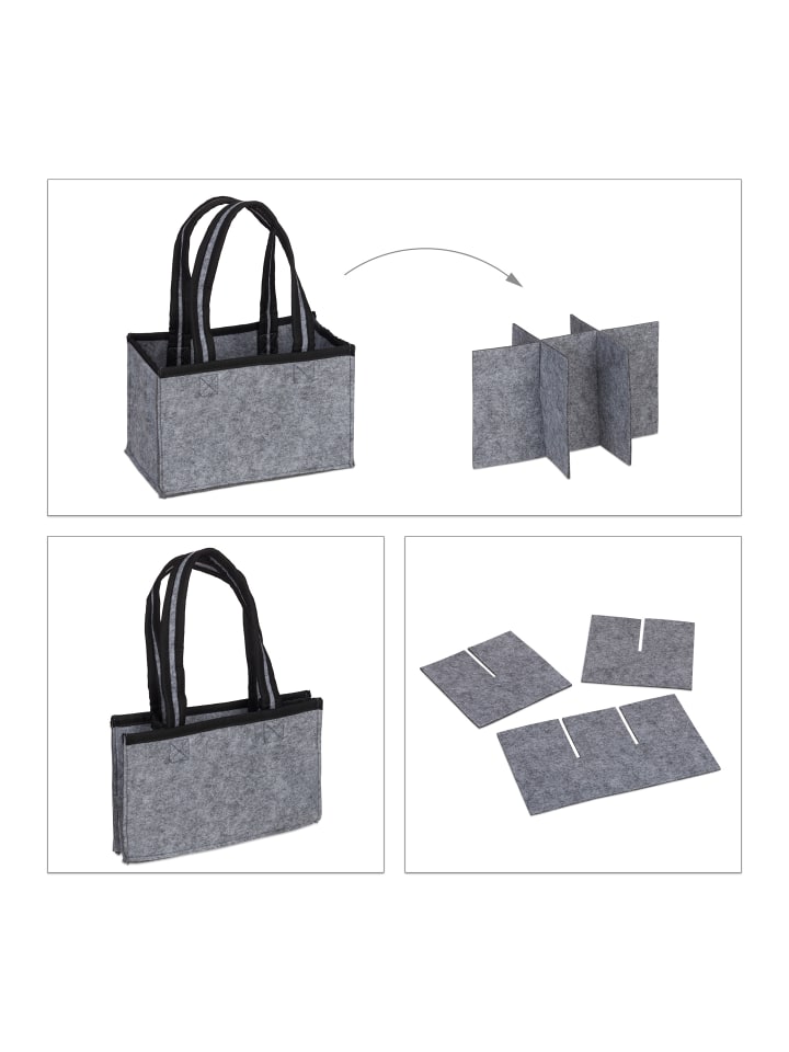 relaxdays Flaschenträger in Anthrazit - (B)24 x (H)15 x (T)15 cm günstig kaufen onesize