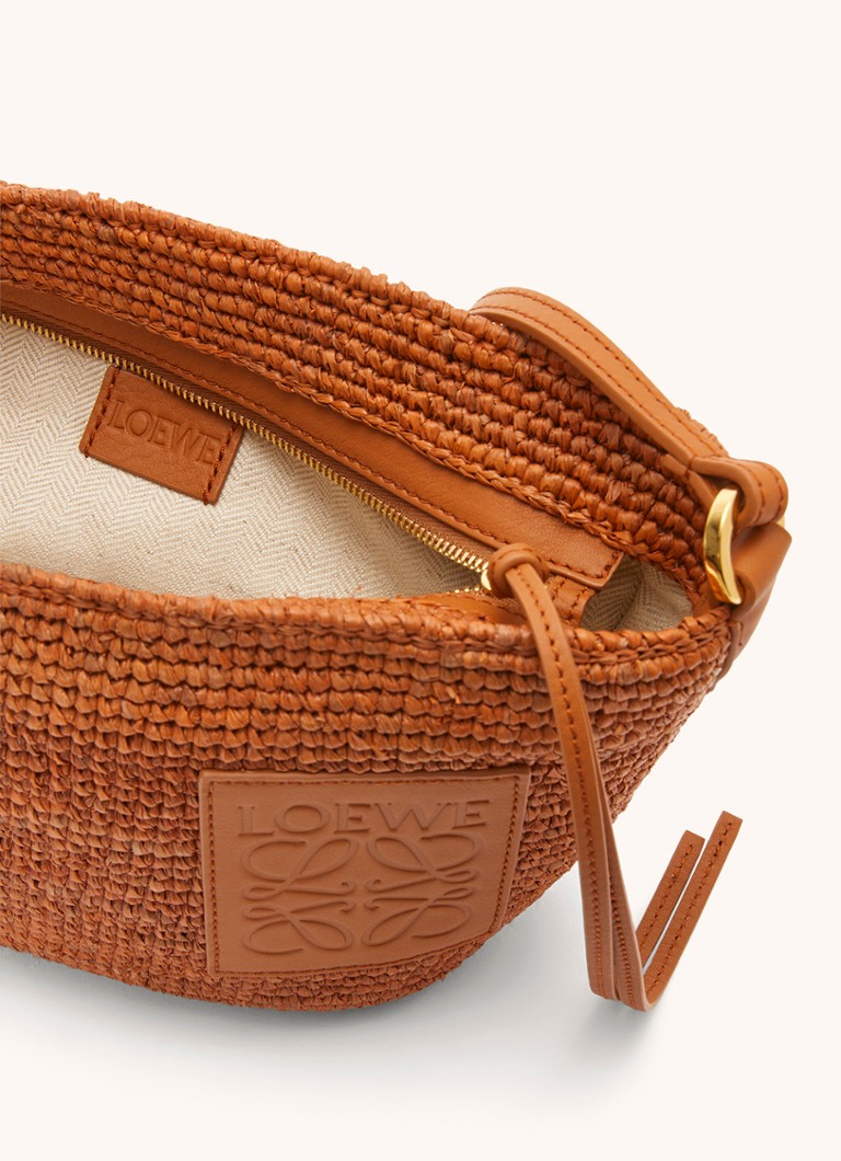 LOEWE Slit raffia crossbody bag with calfskin details