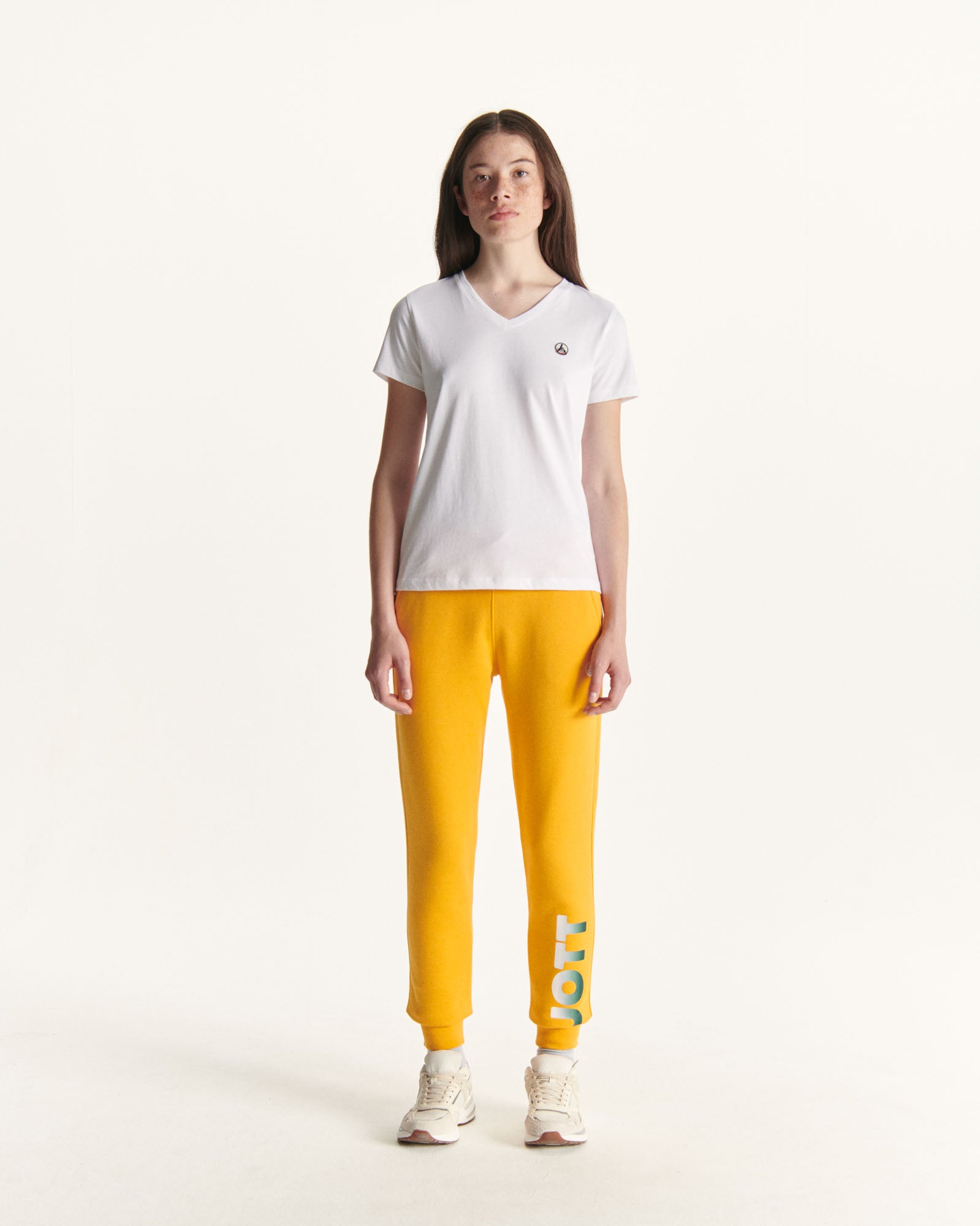 T-shirt uni col V femme en coton biologique Blanc Cancun