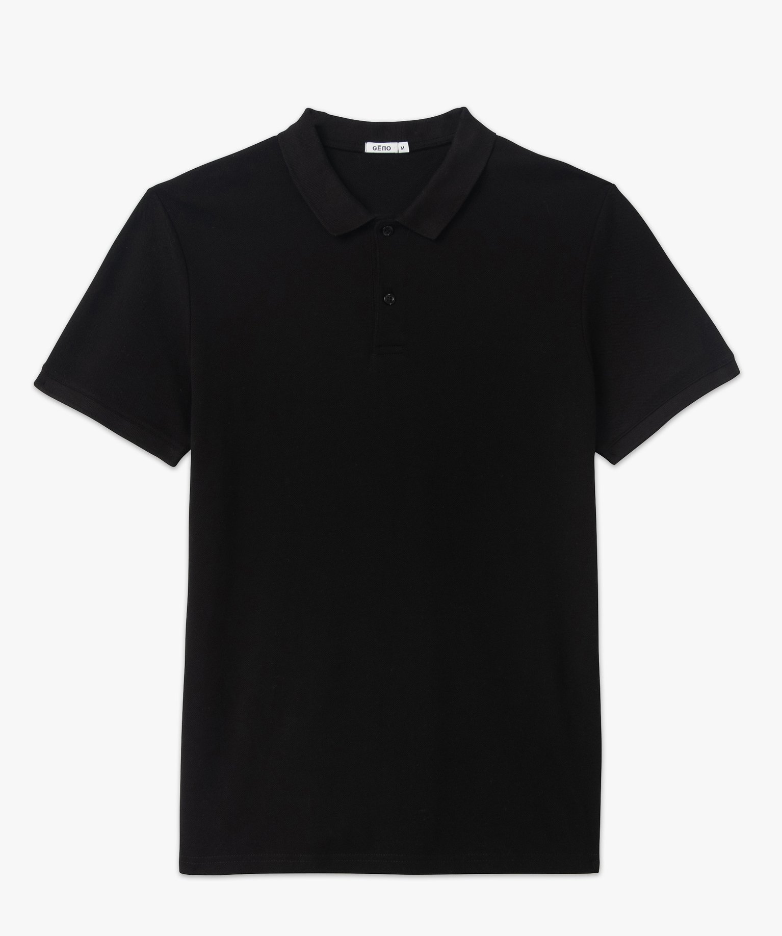 Polo à manches courtes en coton homme noir | GEMO