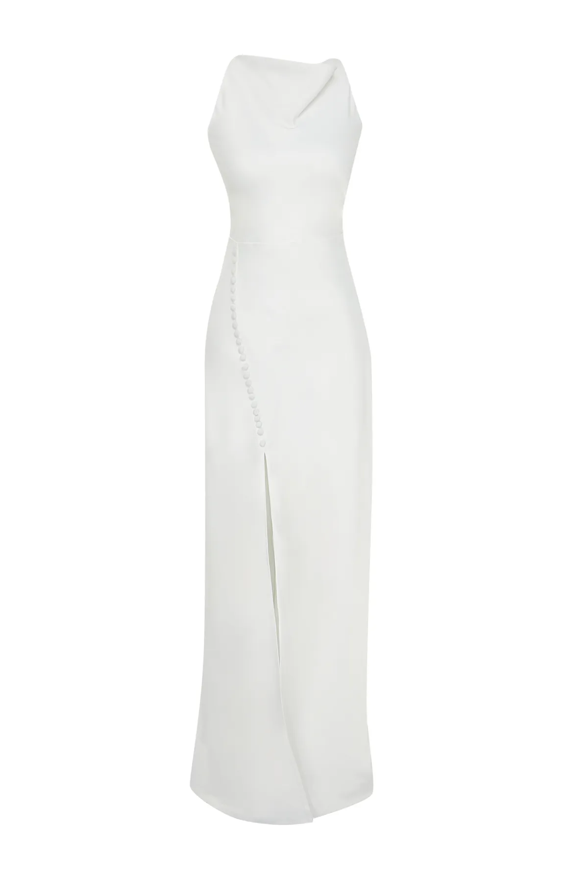 Trendyol Collection  Weißes Hochzeits-/Nikah-Abendkleid aus weißem Satin TPRSS24AE00042