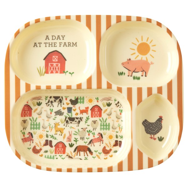 Rice - Melamine Kids 4 Room Plate - Teller