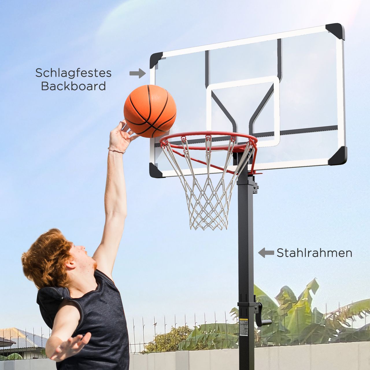 SPORTNOW SPORTNOW Basketballkorb mit Ständer, 130-310 cm klappbar Basketballständer
