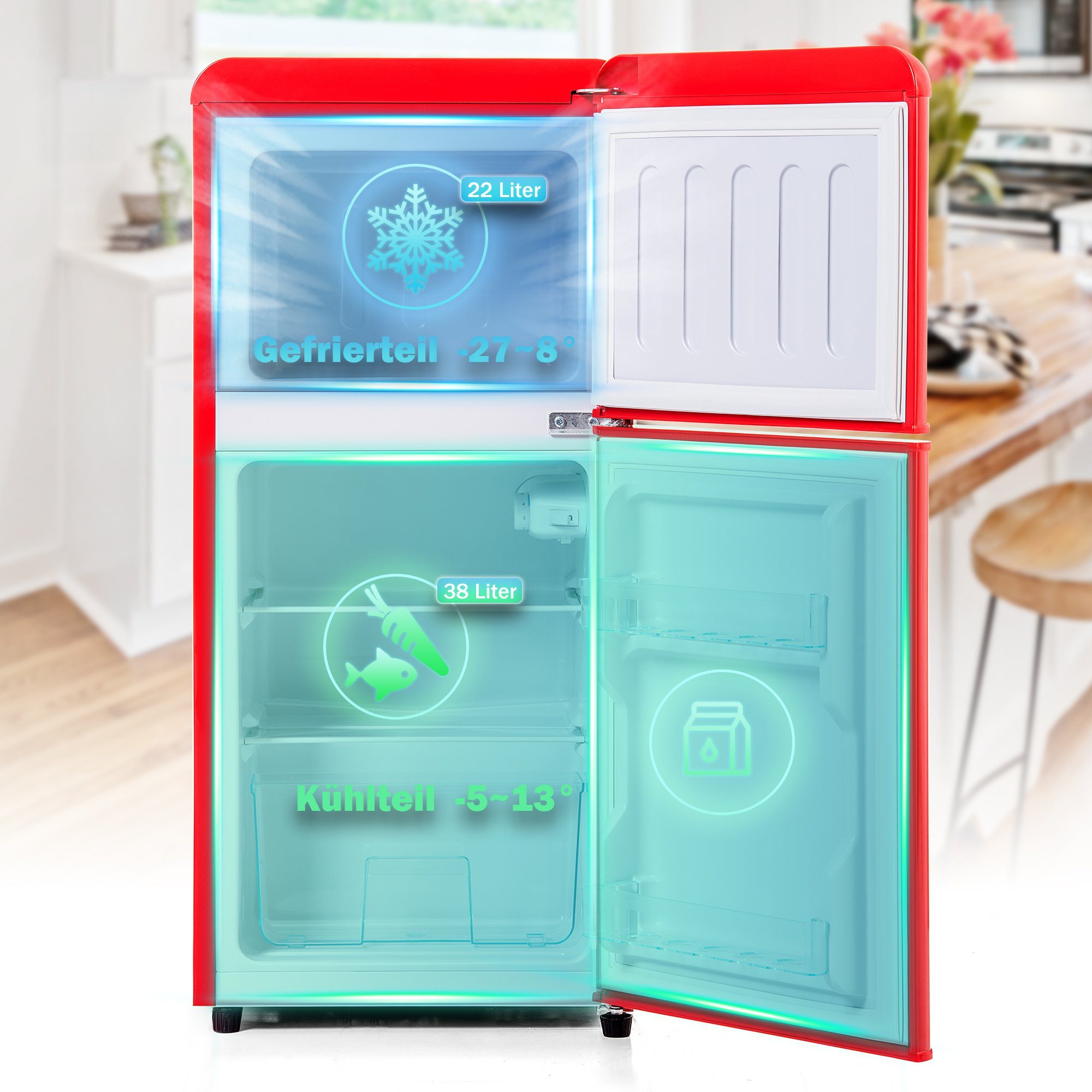 Ulife Table Top Kühlschrank BCD-86, 87 cm hoch, 42 cm breit