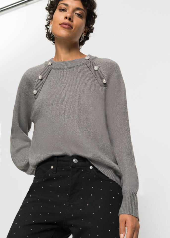 Stretch-Jeans mit Strassapplikation