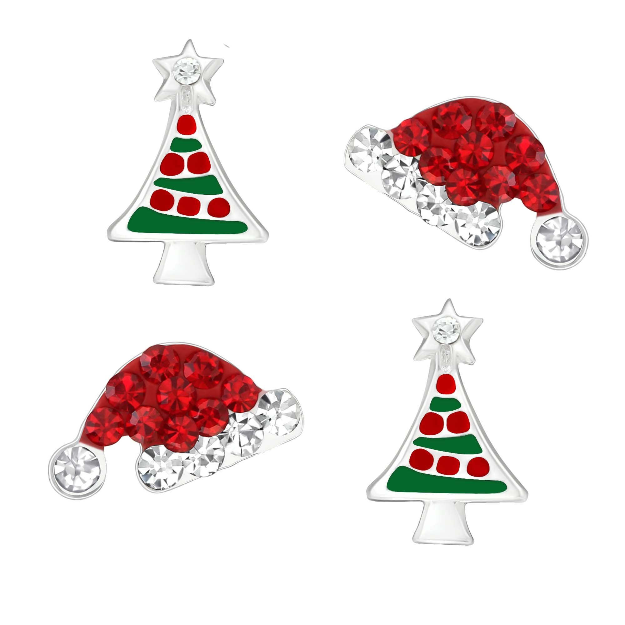 schmuck23 Ohrstecker-Set 2 Paar Ohrringe Nikolaus Weihnachten 925 Silber Kinderohrringe (Set, Set aus 2 Paar Ohrsteckern), Kinder, Kinderschmuck, Mädchen, Ohrstecker, Geschenkset
