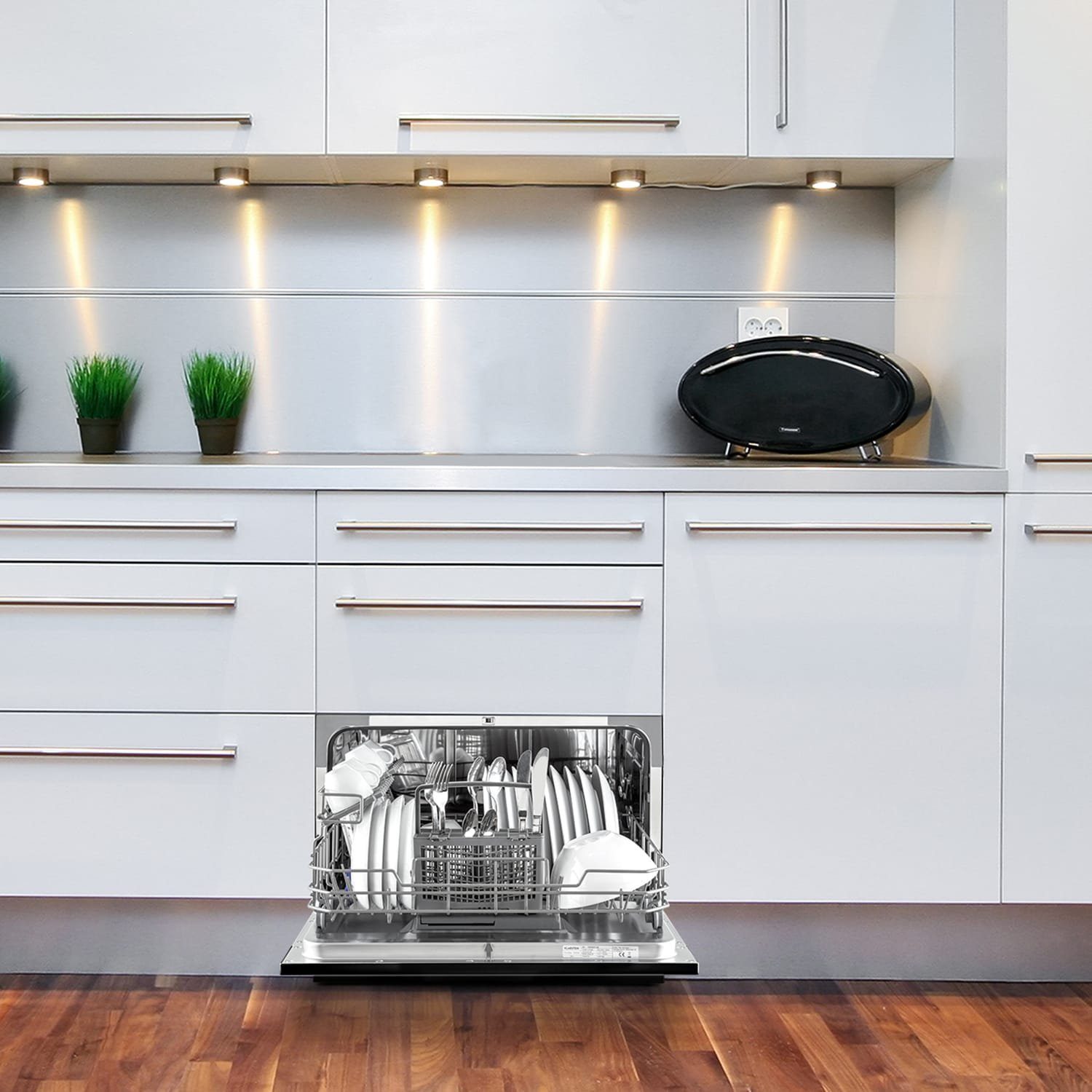 Klarstein Standgeschirrspüler Amazonia 6 Geschirrspüler 1380W 6 Maßgedecke Tasten-Armatur, 10028326A, 6 l, Einbau Geschirrspülmaschine Spülmaschine Einbaugeschirrspüler
