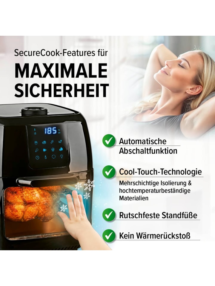 Gourmetmaxx XXL Heißluft Fritteuse Airfryer Digital Backofen fettfrei Drehgrill 9L günstig kaufen onesize