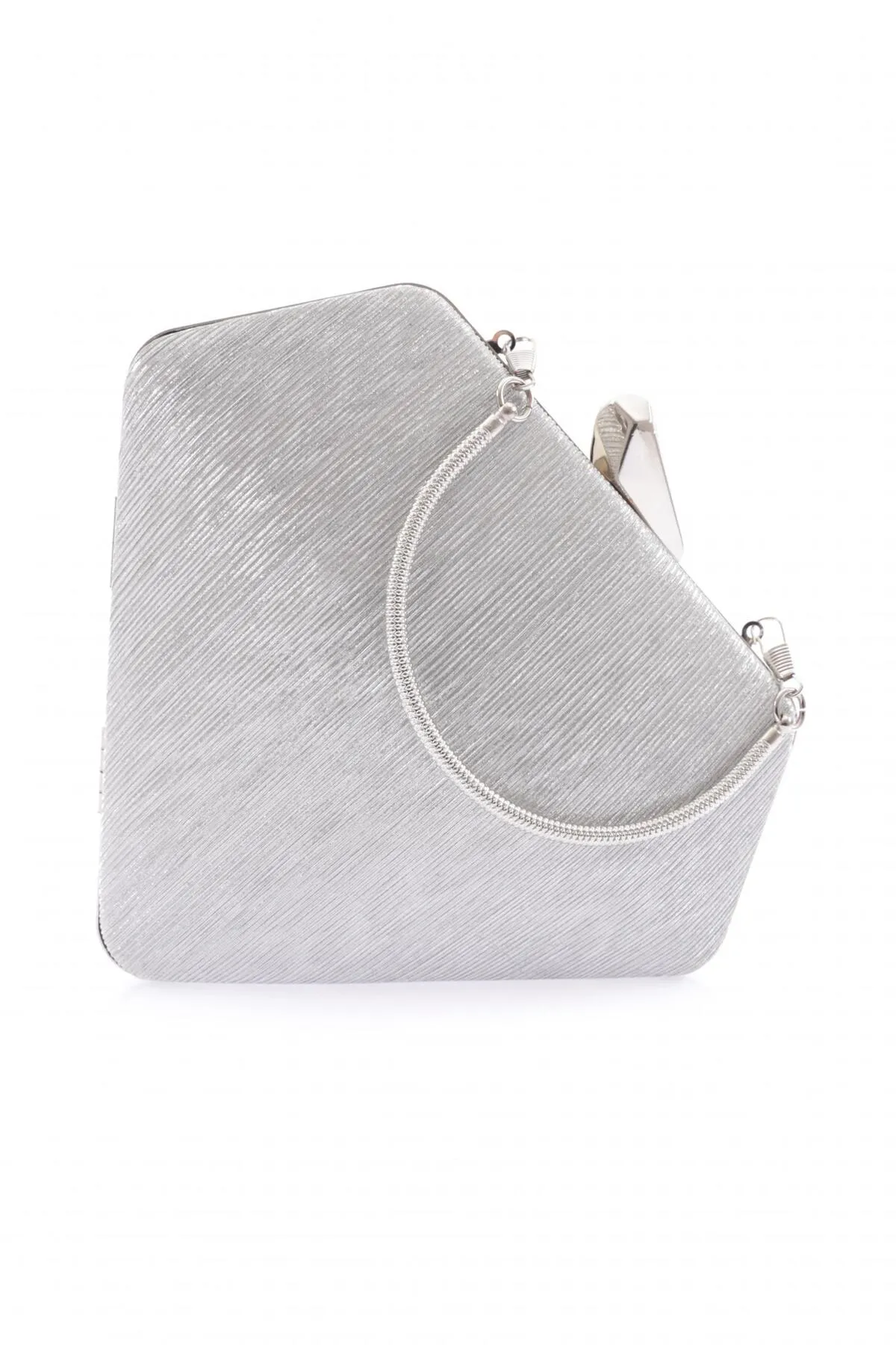 DGN  222-23y Lasergeschnittene Abendkleid-Portfoliotasche für Damen - Silber