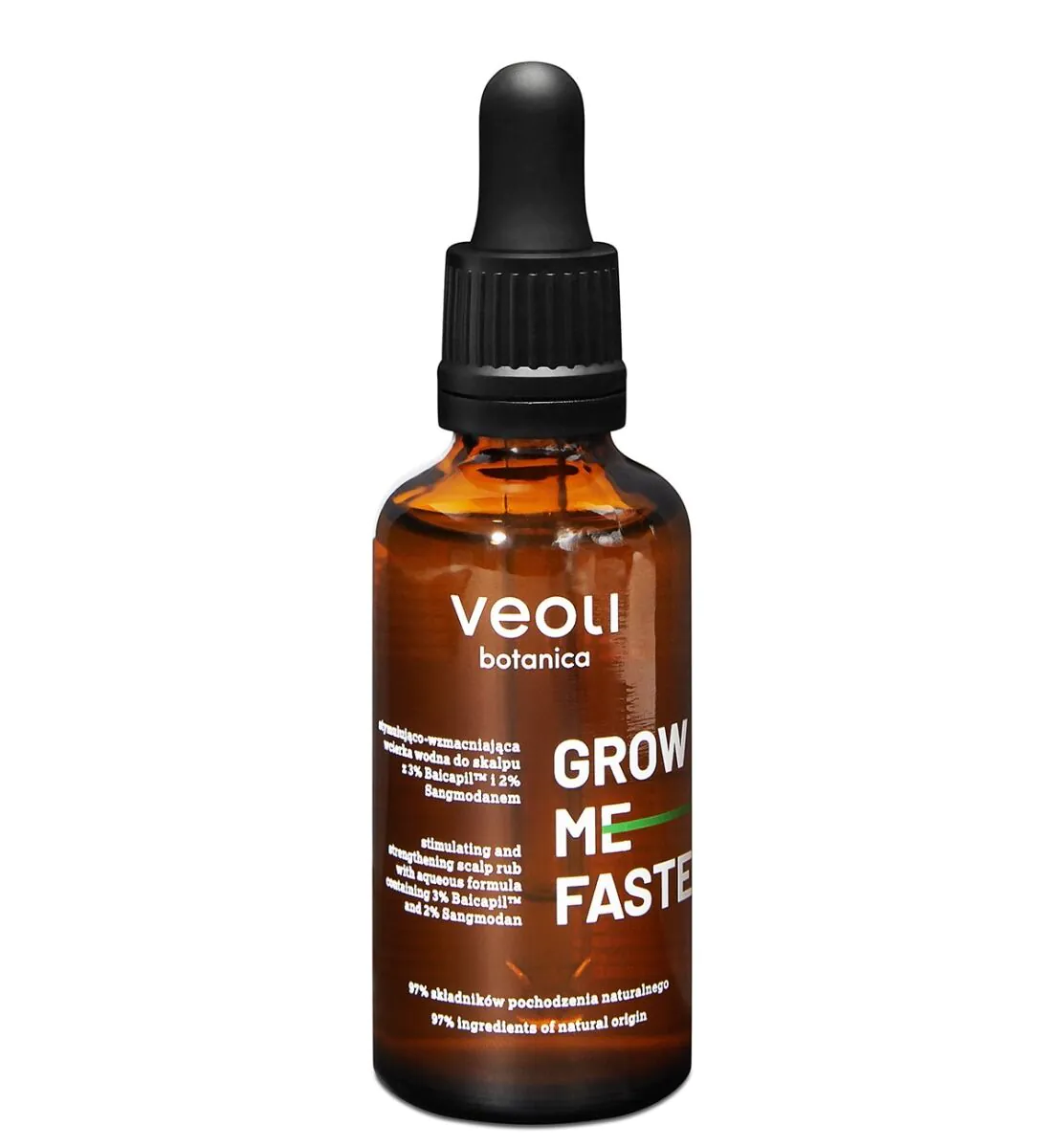 Veoli Botanica Grow Me Faster stimuliuojantis ir stiprinantis galvos odos losjonas su vandeniu, 50 ml