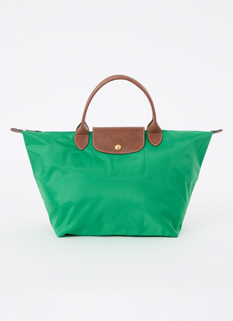 Geantă Longchamp Le Pliage Original, mărimea M, cu detalii din piele.