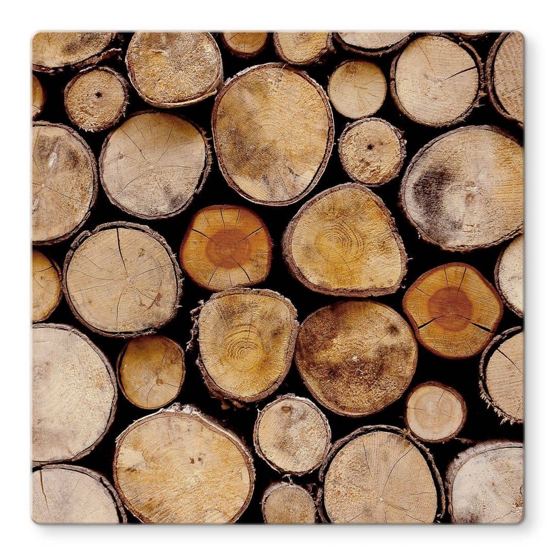 K&L Wall Art Arbeitsplatte Glas Tischplatte Holz Optik Glastisch Baumstamm Maserung Glasplatte