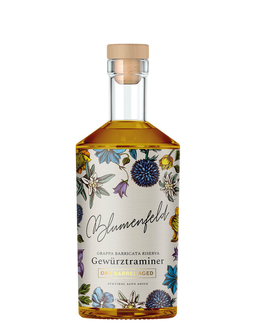 Grappa Riserva Gewürztraminer Oak Barrel Aged Blumenfeld 500 ㎖