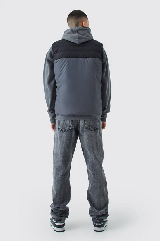 Man Colorblock Weste mit Trichterkragen